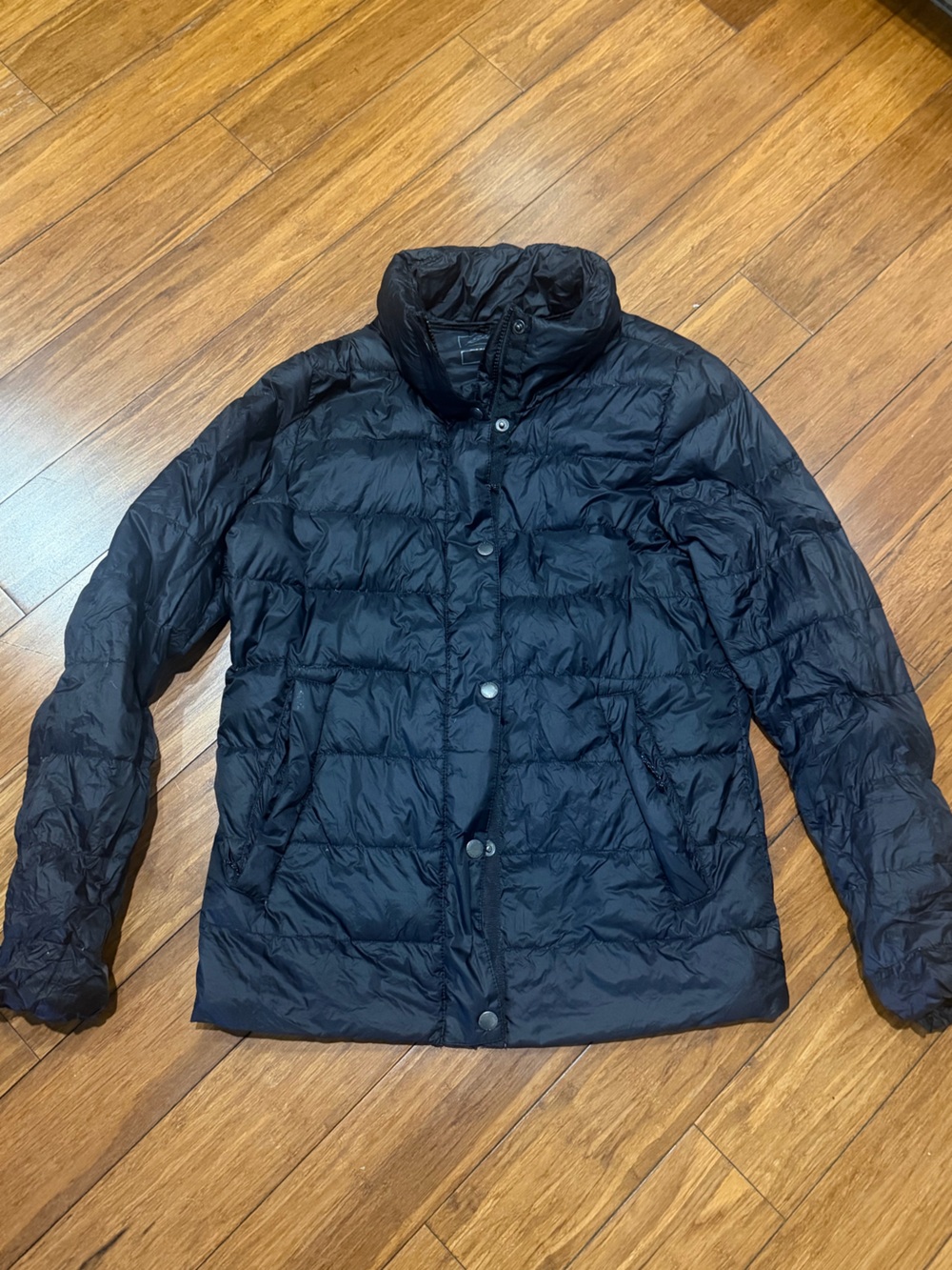 Eddie Bauer Women’s S Black Down Puffer Jacket Snap Front Lightweight Winter